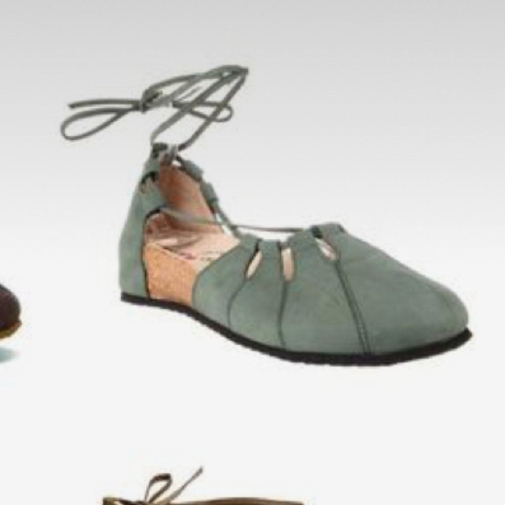 Haflinger Eva RARE Green Woman's Leather Ankle-Strap Sandal 39 Birkenstock-like